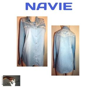 Navie Blue Jean Style Western Shirt Size M